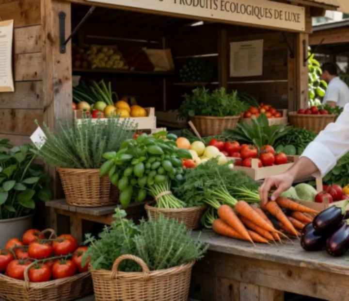 Cazonia chef selecting organic ingredients at a local market