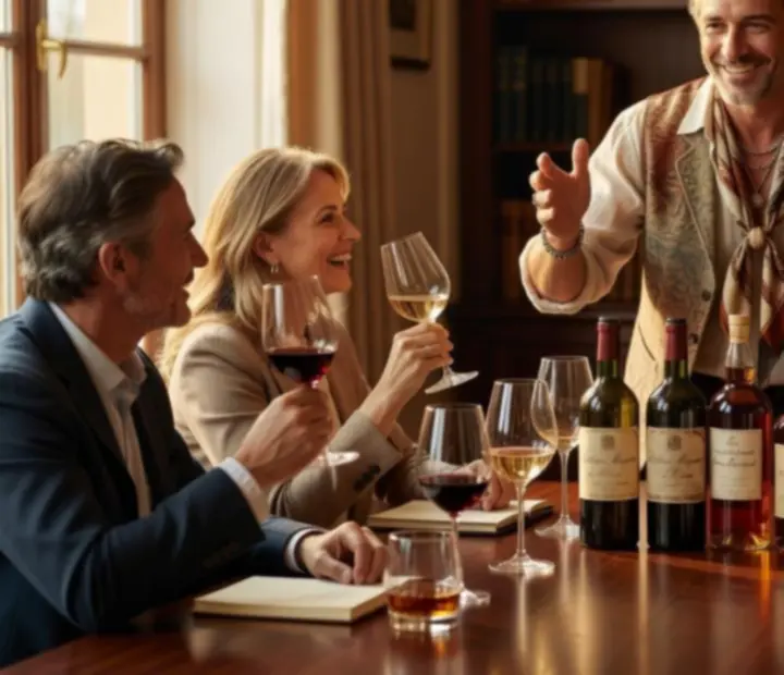 Sommelier pouring wine during an intimate masterclass at Cazonia.