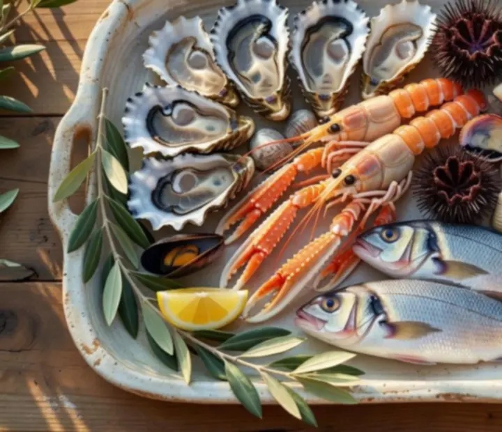 Mediterranean seafood platter with shellfish and citrus at Cazonia